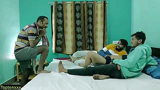Three boyfriend fucking cheating Girlfriend together! Hindi Foursome Sexual connection